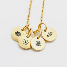Load image into Gallery viewer, Mini birth flower discs necklace [Engrave]
