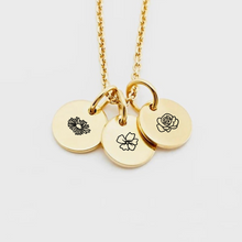Load image into Gallery viewer, Mini birth flower discs necklace [Engrave]
