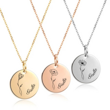 Load image into Gallery viewer, Single Birth flower necklace Design 2 [Engrave]
