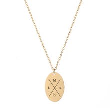 Load image into Gallery viewer, Oval Cross my heart necklace [Engrave]
