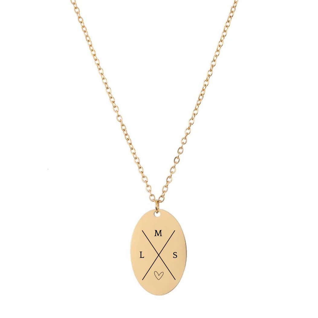 Oval Cross my heart necklace [Engrave]