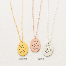 Load image into Gallery viewer, Oval Cross my heart necklace [Engrave]
