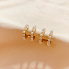 Load image into Gallery viewer, Double Pearl Huggies
