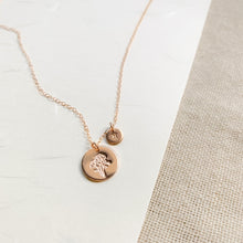 Load image into Gallery viewer, Hand-Stamped Birth Flower with Initial pendant [Gold-filled]
