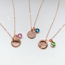 Load image into Gallery viewer, Hand-stamped Gold-filled Birth flower Necklace (12 designs available)
