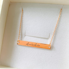 Load image into Gallery viewer, Engraved name bar necklace 
