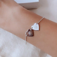 Load image into Gallery viewer, Double heart initial bracelet
