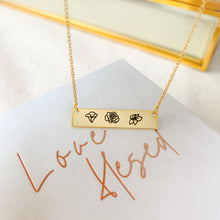 Load image into Gallery viewer, Mini birth flower bar necklace
